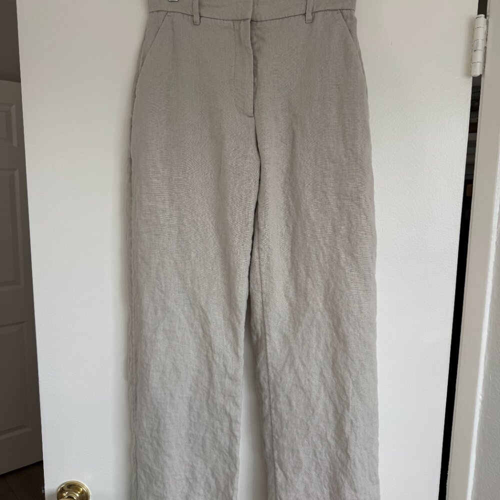 Abercrombie & Fitch Light Tan Linen Tailored Pant